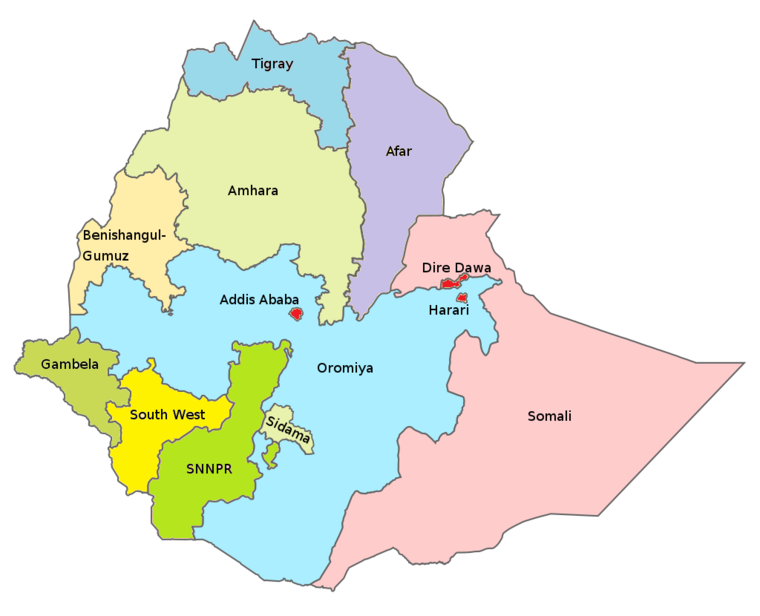 South West Ethiopia Peoples' Region (SWEPR) Region Map